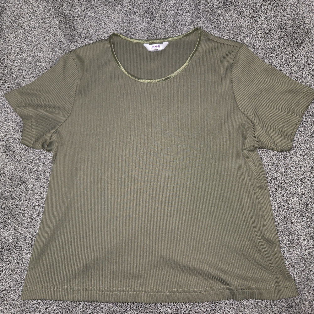 Alia Olive Short Sleeve Ribbed Top - Picture 5 of 5